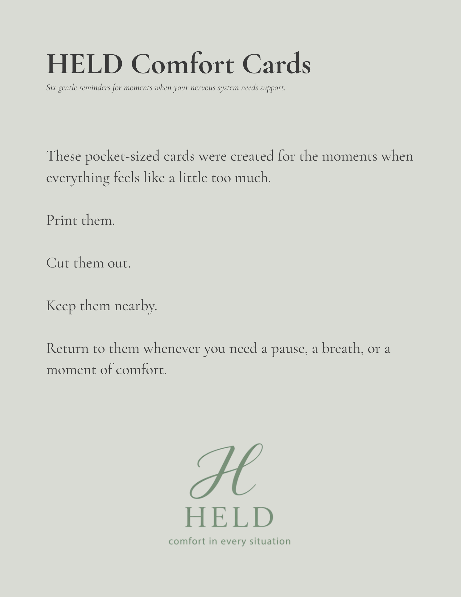 HELD Comfort Cards